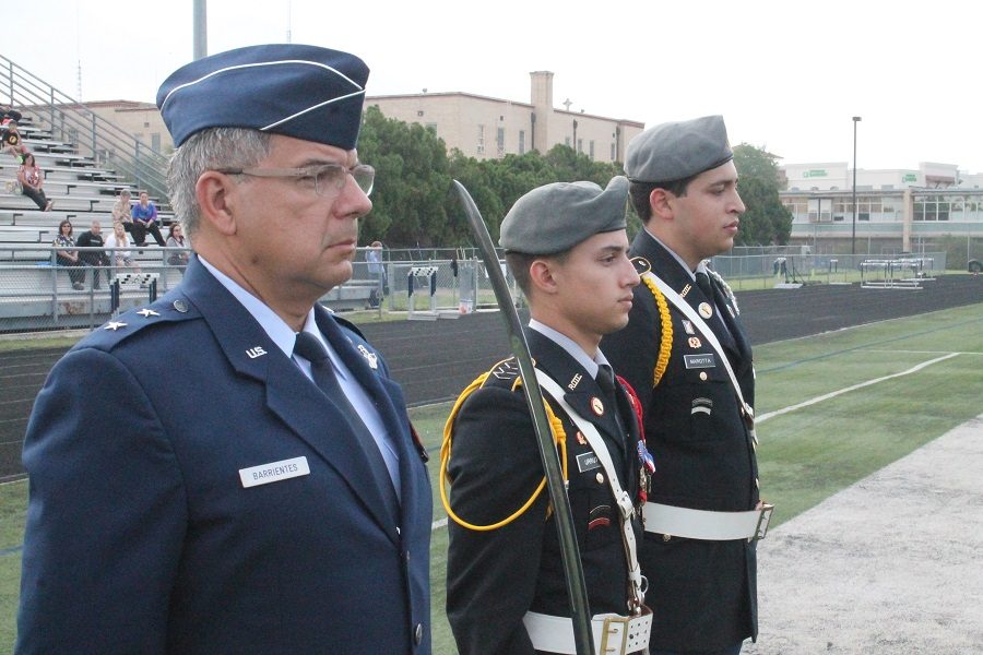 Outgoing Brigade Commander patrick Urrutia and incoming Commander Michael Marotta.