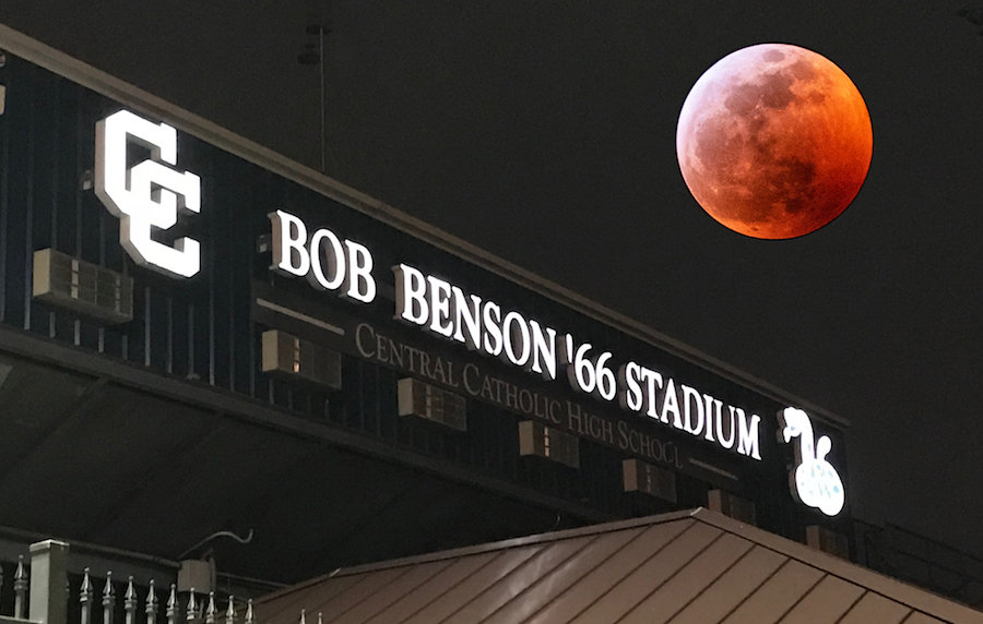 Blood Moon bathes Bob Benson, 66 Stadium